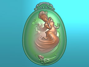 嫦娥玉兔翡翠掛件-精雕圖_玉雕機廠家