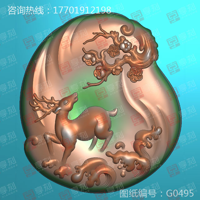 梅花鹿玉雕圖案