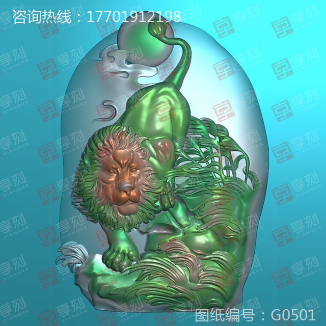 玉雕獅子老虎圖案