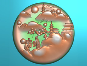 山水圖案吊墜精雕圖_翡翠工藝品雕刻機(jī)廠家