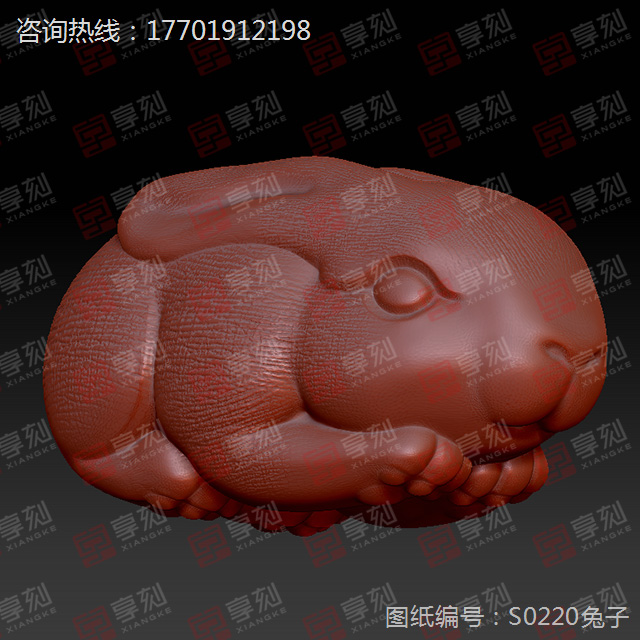 玉兔擺件精雕圖