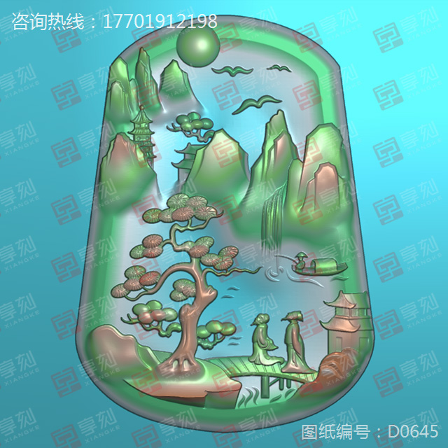 山水玉石雕刻精雕圖