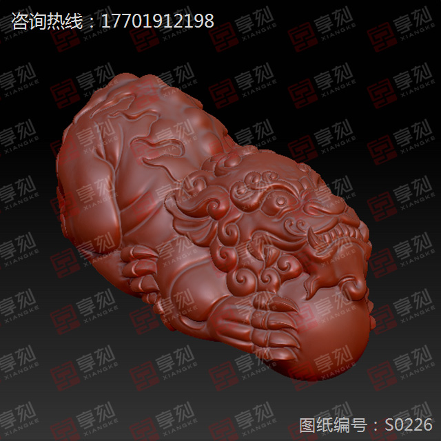 手把件立體貔貅雕刻圖