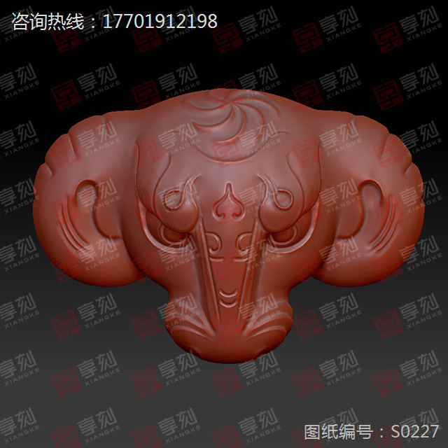 牛頭吊墜精雕圖紙