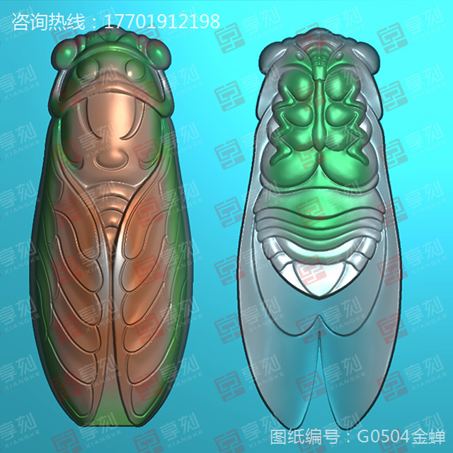 玉雕知了雕刻圖案