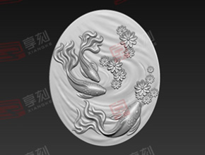錦鯉魚(yú)花件玉石雕刻圖案_電腦玉石雕刻機(jī)