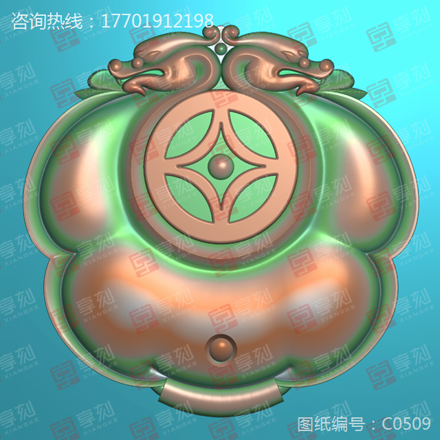 仿古獸牌玉雕圖紙