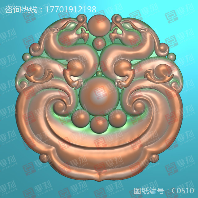 仿古獸玉雕圖紙