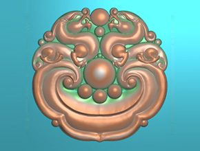 仿古獸雙龍玉石雕刻圖案題材圖紙_和田玉加工機(jī)