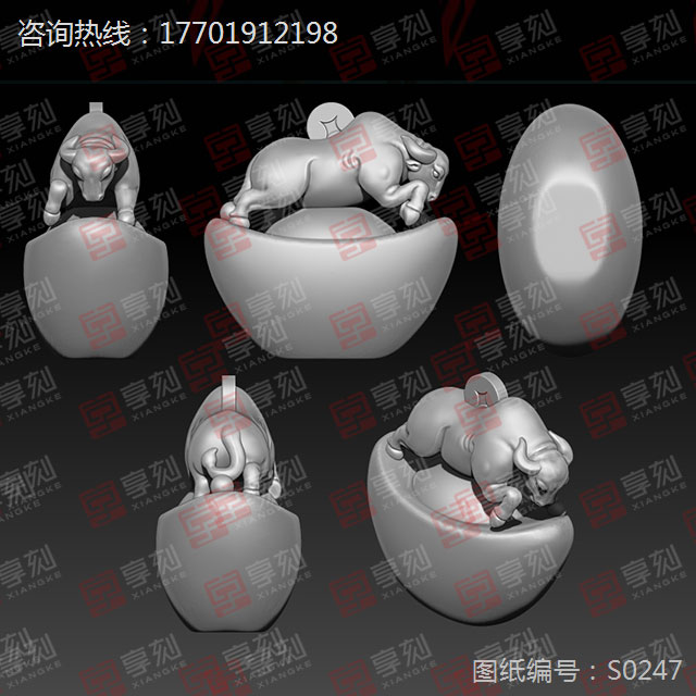 金牛擺件精雕雕刻圖紙