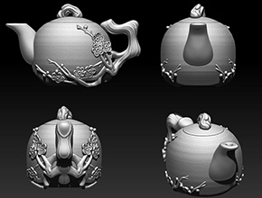 茶壺玉石雕刻電腦圖紙_工藝品五軸雕刻機(jī)廠家