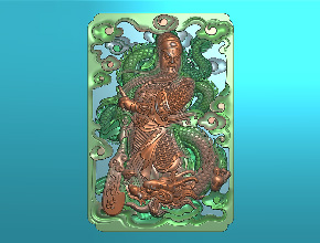 玉雕木雕關公龍牌掛件精雕圖_享刻玉石雕刻機廠