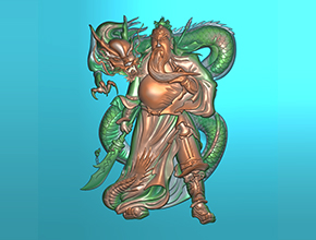 龍與關(guān)公威武玉雕精雕圖_享刻K20玉石雕刻機