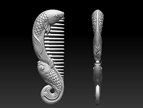 鯉魚梳子玉石雕刻精雕圖_玉石工藝品雕刻機廠家