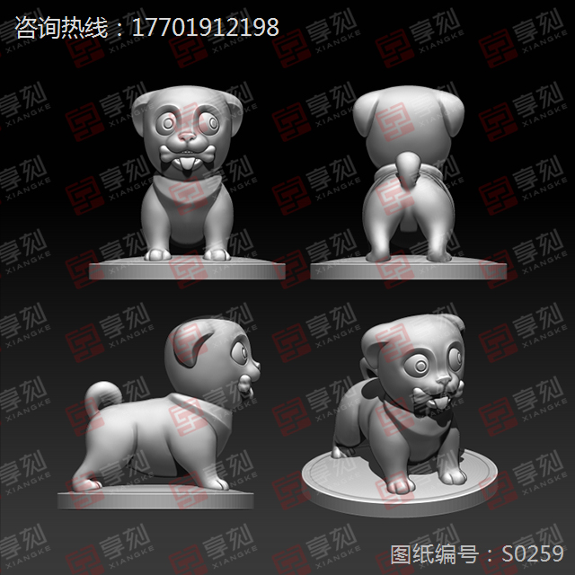 小狗擺件工藝品雕刻圖紙