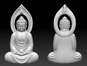 翡翠佛祖立體吊墜精雕圖_玉石加工電腦精雕圖