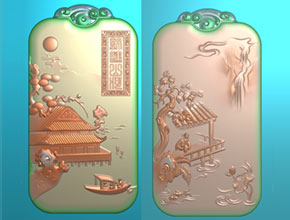 蘇工山水白玉牌精雕圖模型_玉石加工設(shè)備廠家