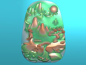 翡翠風(fēng)景浮雕精雕圖模型_玉石加工設(shè)備廠家