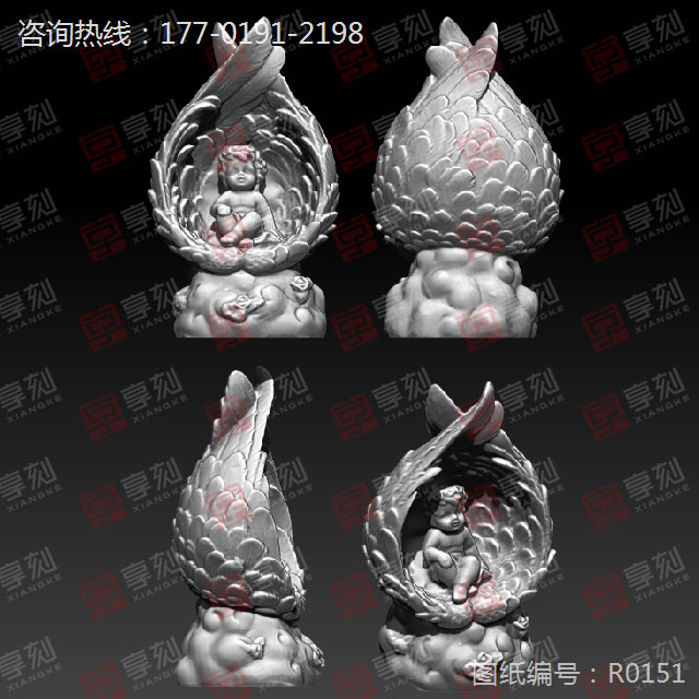 天使寶寶擺件精雕模型圖