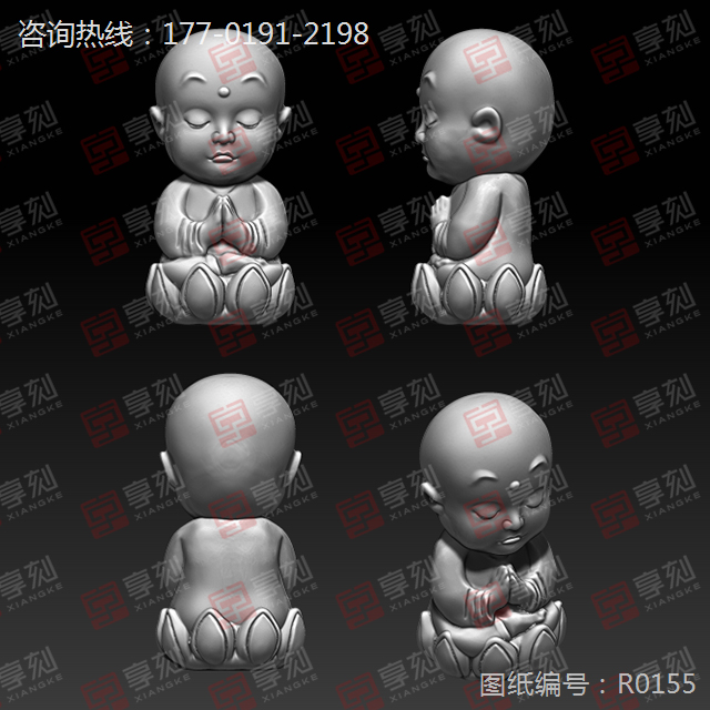 小和尚立體模型精雕圖STL