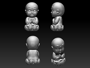 小和尚茶寵立體STL模型三維精雕圖_玉石雕刻工具