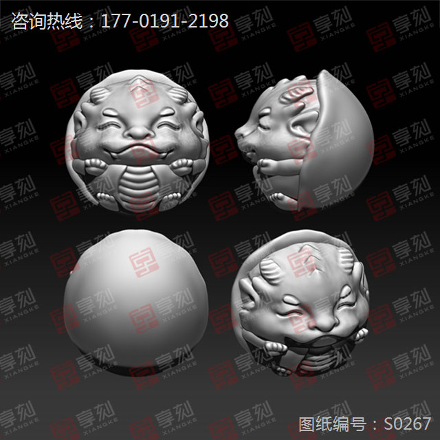 十二生肖龍珠子精雕模型圖