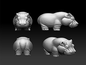 河馬動(dòng)物精雕模型圖紙_工藝品雕刻機(jī)廠家