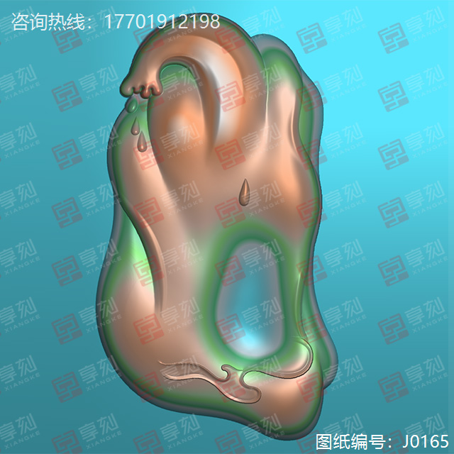 禪意隨形翡翠吊墜精雕模型圖