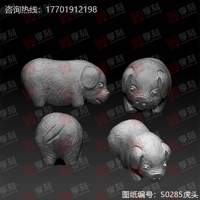小豬擺件精雕模型圖