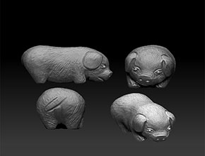 小豬擺件精雕模型圖_玉石雕刻機(jī)廠家