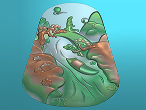 山水玉雕牌子精雕圖紙_翡翠雕刻機(jī)廠家