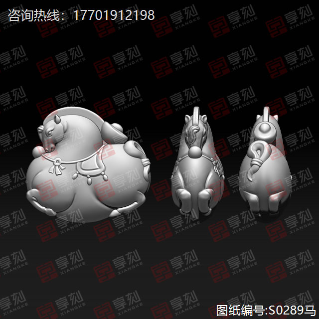 玉雕馬上來財(cái)精雕模型圖