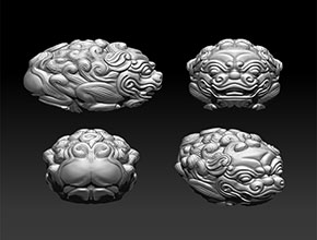 橄欖核獅子核雕電腦精雕模型圖_珠子核雕自動(dòng)雕