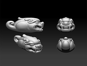 古代獸手把件精雕圖模型圖_玉石珠子雕刻機(jī)廠家