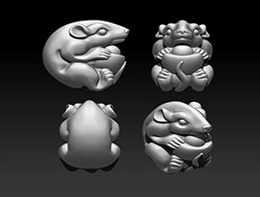 鼠元寶手把件玉石精雕模型圖_玉石電腦雕刻機(jī)廠