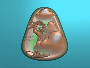 仿古山水電腦玉石精雕圖_玉石雕刻機(jī)廠家