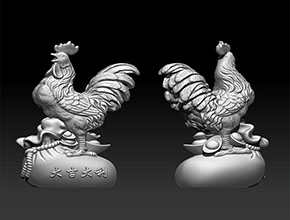 雄雞擺件STL模型精雕圖_立體玉石雕刻機(jī)廠家