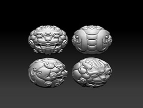 獅子珠子文玩手串雕刻模型精雕圖_立體珠子雕刻
