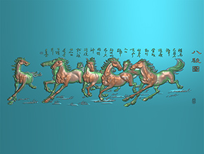 八駿馬浮雕電腦精雕圖_數(shù)控玉石雕刻機(jī)廠家