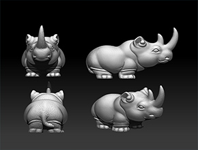 可愛犀牛擺件電腦玉雕3d模型圖_立體玉石雕刻機(jī)