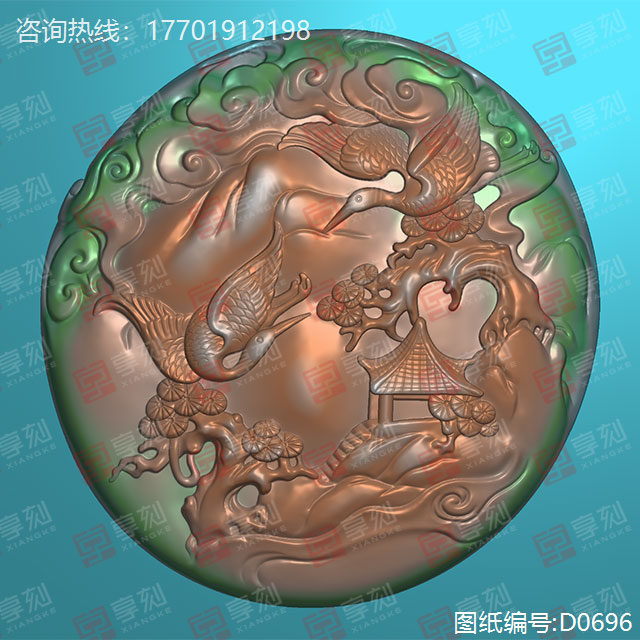 白鶴花件玉石精雕雕刻圖紙