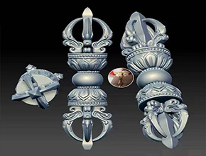 金剛杵降法器玉雕精雕圖紙_電腦玉石雕刻機(jī)廠家