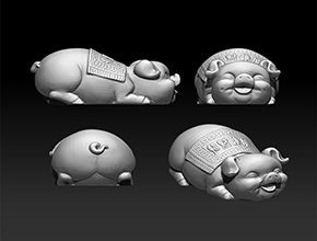 招財(cái)豬手把件擺件玉石精雕圖_電腦玉石雕刻機(jī)廠