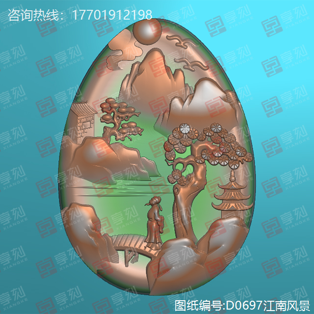 山水玉石玉雕電腦模型圖紙