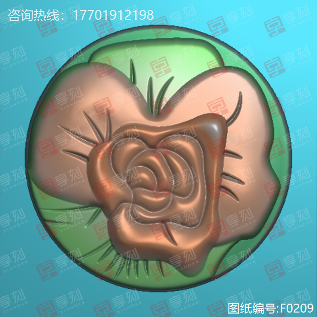 玫瑰花紐扣電腦模型雕刻圖