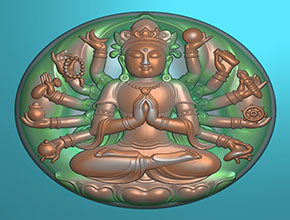 千手觀音圓牌玉雕電子圖紙_電腦玉石雕刻機(jī)廠家