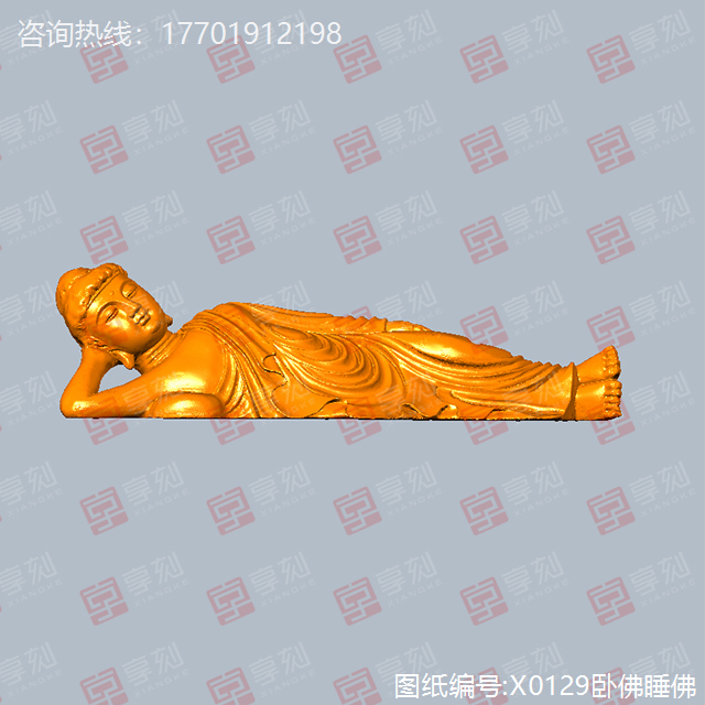 臥佛擺件玉石精雕圖紙