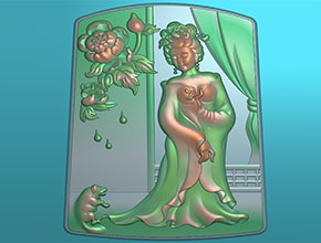 四大美人楊貴妃玉石精雕圖紙下載_電腦玉石雕刻