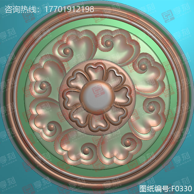 花件圓牌玉石雕刻圖紙