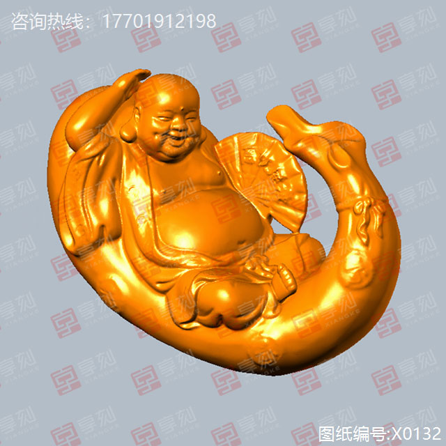 笑佛立體擺件五軸精雕模型圖